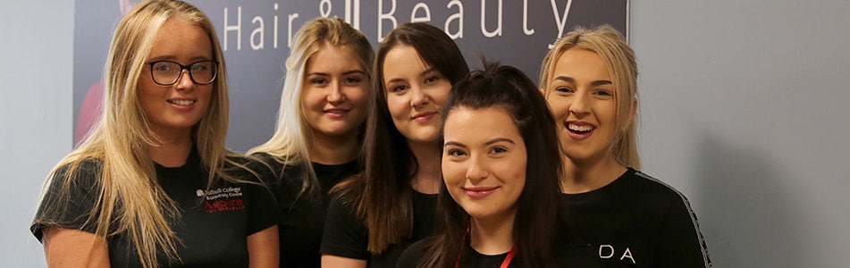 hair dressing students grinning